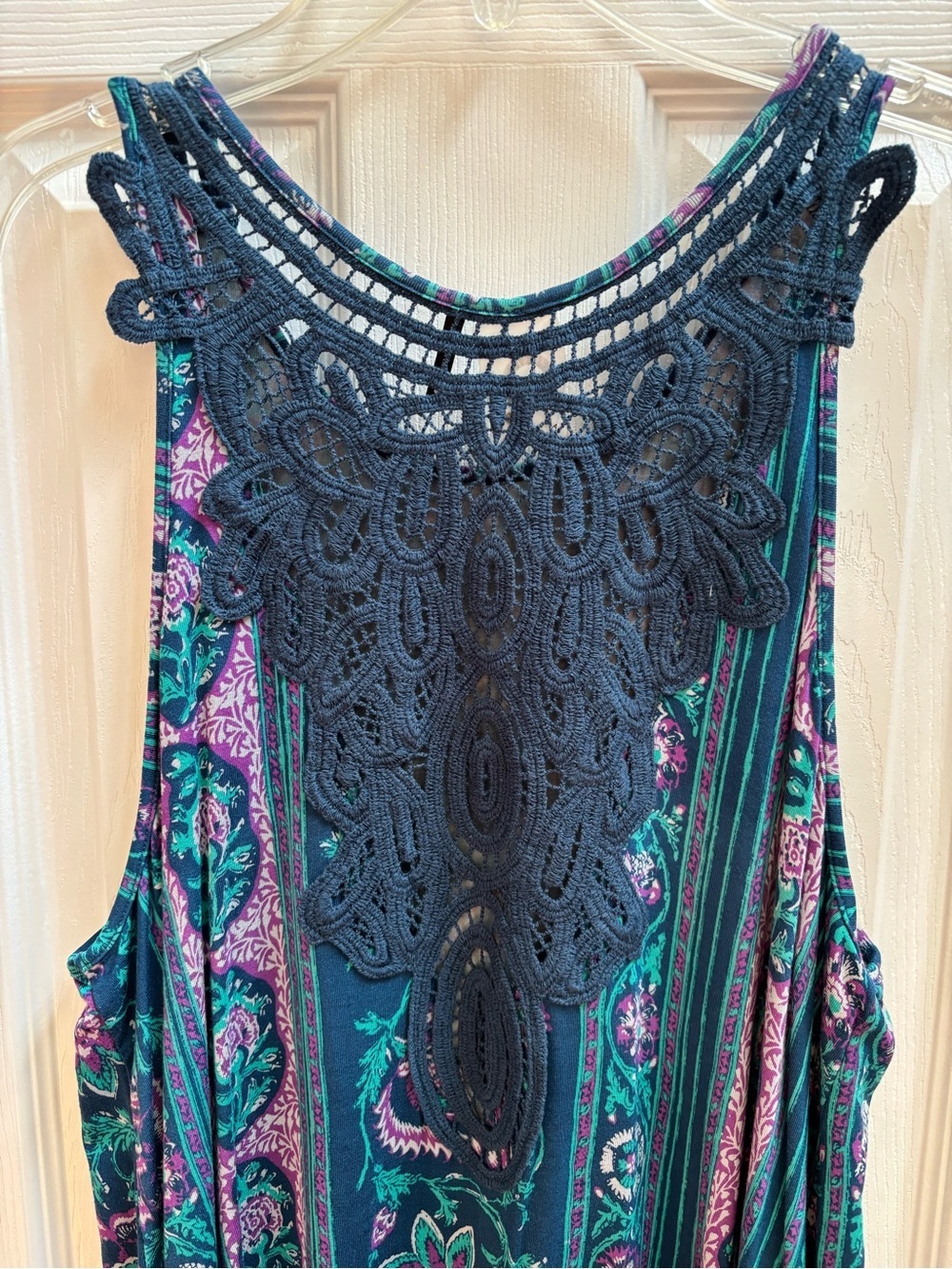 Anthropologie Akemi + Kin Epoca Crocheted Lace Blue Purple Tank, Size XL, EUC - Picture 5 of 7
